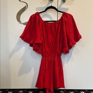 Red Ruffled Romper